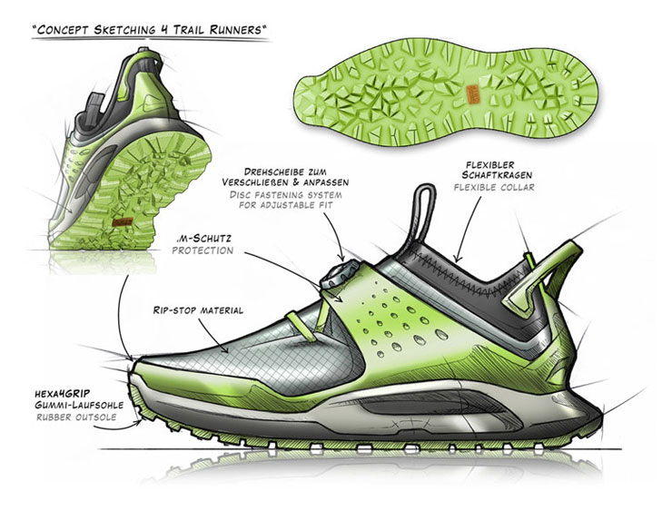 Zur Visualisation von Konzepten werden Skizzen in analoger und digitaler Form angelegt.
